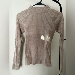 Mock neck ribbed knit sweater